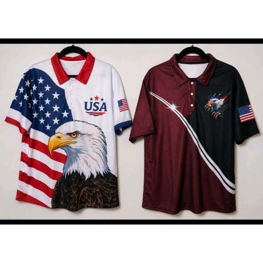 2 Patriotic Men Shirts XL No Brand